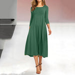 Load image into Gallery viewer, Women's New Mid-sleeve Solid Color Swing Dress
